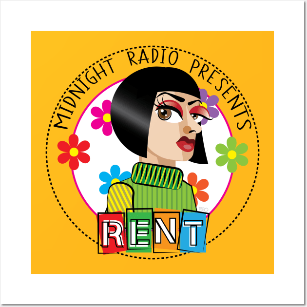 Hedwig's Midnight Radio Presents: RENT - Podcast Logo w/ Black Text (by Raziel) Wall Art by Sleepy Charlie Media Merch